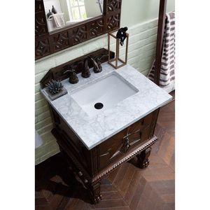 J150V26ANW4CAR Balmoral 25" to 30" Bathroom Vanity - Antique Walnut / Carrara White J150V26ANW4CAR Balmoral 25" to 30" Bathroom Vanity - Antique Walnut / Carrara White