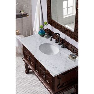 J150V48ANW3OCAR Balmoral Over 45" Bathroom Vanity - Antique Walnut / Carrara White J150V48ANW3OCAR Balmoral Over 45" Bathroom Vanity - Antique Walnut / Carrara White