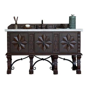 J150V60SANW4CAR Balmoral Over 45" Bathroom Vanity - Antique Walnut / Carrara White J150V60SANW4CAR Balmoral Over 45" Bathroom Vanity - Antique Walnut / Carrara White