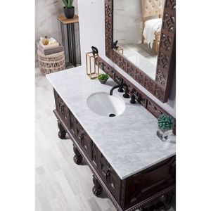 J150V60SANW3OCAR Balmoral Over 45" Bathroom Vanity - Antique Walnut / Carrara White J150V60SANW3OCAR Balmoral Over 45" Bathroom Vanity - Antique Walnut / Carrara White