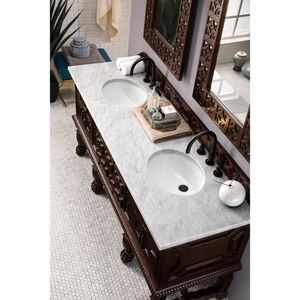 J150V72ANW3OCAR Balmoral Double Vanity Bathroom Vanity - Antique Walnut / Carrara White J150V72ANW3OCAR Balmoral Double Vanity Bathroom Vanity - Antique Walnut / Carrara White