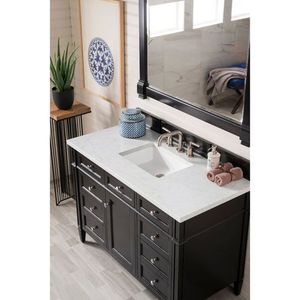 J650V48BKO3EJP Brittany Over 45" Bathroom Vanity - Black Onyx/Jasmine Pearl J650V48BKO3EJP Brittany Over 45" Bathroom Vanity - Black Onyx/Jasmine Pearl