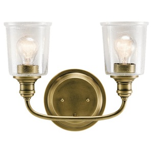 KK45746NBR Waverly 2 Bulb Bathroom Lighting - Natural Brass KK45746NBR Waverly 2 Bulb Bathroom Lighting - Natural Brass