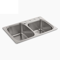 Double Bowl Kitchen Sink 33'' x 22'' x 8-3/16'' Double Bowl Kitchen Sink 33'' x 22'' x 8-3/16''