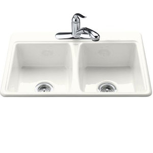 K5815-3-0 Deerfield White/Color Double Bowl Kitchen Sink - White K5815-3-0 Deerfield White/Color Double Bowl Kitchen Sink - White