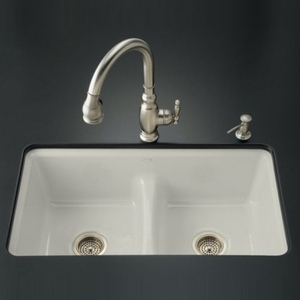 K58387-U-95 Deerfield White/Color Undermount - Double Bowl Kitchen Sink - Ice Grey K58387-U-95 Deerfield White/Color Undermount - Double Bowl Kitchen Sink - Ice Grey