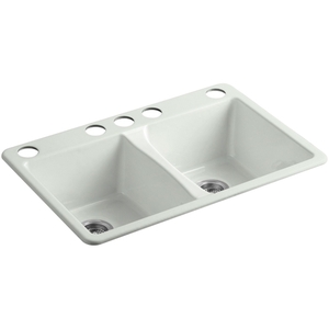 K5873-5U-FF Deerfield White/Color Undermount - Double Bowl Kitchen Sink - Sea Salt K5873-5U-FF Deerfield White/Color Undermount - Double Bowl Kitchen Sink - Sea Salt