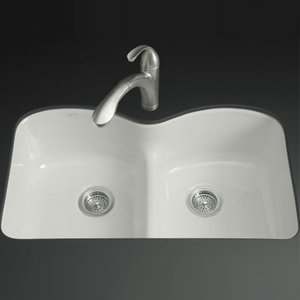 K6626-6U-FF Langlade White/Color Undermount - Double Bowl Kitchen Sink - Sea Salt K6626-6U-FF Langlade White/Color Undermount - Double Bowl Kitchen Sink - Sea Salt