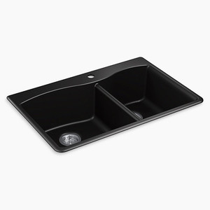 28002-1-CM1 Kennon White/Color Dual Mount Double Bowl Kitchen Sink - Matte Black 28002-1-CM1 Kennon White/Color Dual Mount Double Bowl Kitchen Sink - Matte Black
