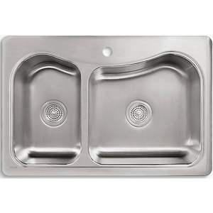 K3361-1-NA Staccato Stainless Steel Double Bowl Kitchen Sink - Stainless Steel K3361-1-NA Staccato Stainless Steel Double Bowl Kitchen Sink - Stainless Steel