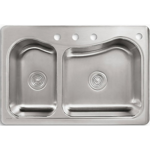 K3361-4-NA Staccato Stainless Steel Double Bowl Kitchen Sink - Stainless Steel K3361-4-NA Staccato Stainless Steel Double Bowl Kitchen Sink - Stainless Steel
