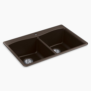 K8185-1-CM2 Kennon White/Color Dual Mount Double Bowl Kitchen Sink - Matte Brown K8185-1-CM2 Kennon White/Color Dual Mount Double Bowl Kitchen Sink - Matte Brown