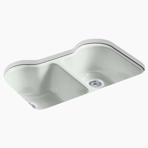 K5818-5U-FF Hartland White/Color Undermount - Double Bowl Kitchen Sink - Sea Salt K5818-5U-FF Hartland White/Color Undermount - Double Bowl Kitchen Sink - Sea Salt