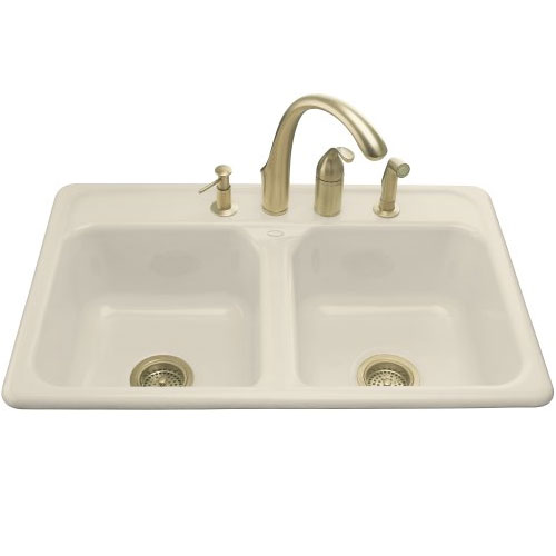 K5817 4 47 Delafield White Color Double Bowl Kitchen Sink Almond