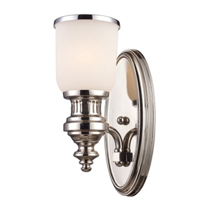 E661101 Chadwick 1 Bulb Wall Sconce - Polished Nickel / White E661101 Chadwick 1 Bulb Wall Sconce - Polished Nickel / White