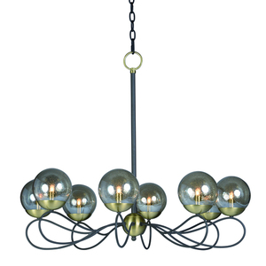 M20465TBGTBZSBRBUL Reverb Mid Sized Chandelier Chandelier - Textured Bronze / Satin Brass M20465TBGTBZSBRBUL Reverb Mid Sized Chandelier Chandelier - Textured Bronze / Satin Brass