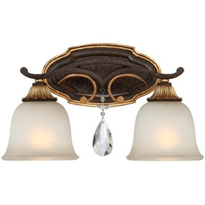 MN1462652 Chateau Nobles 2 Bulb Bathroom Lighting - Raven Bronze W/ Sunburst Gold MN1462652 Chateau Nobles 2 Bulb Bathroom Lighting - Raven Bronze W/ Sunburst Gold