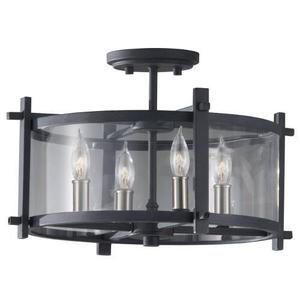 MSF292AFBS Ethan Semi Flush Mount Ceiling Light - Antique Forged Iron / Brushed Steel MSF292AFBS Ethan Semi Flush Mount Ceiling Light - Antique Forged Iron / Brushed Steel