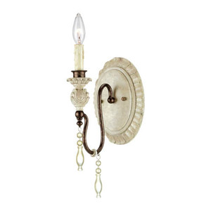 M7301AWBZ Denise 1 Bulb Wall Sconce - Antique White/Bronze M7301AWBZ Denise 1 Bulb Wall Sconce - Antique White/Bronze