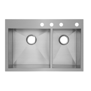 MIRDM2BZL4 Sitka Stainless Steel Dual Mount Double Bowl Kitchen Sink - Stainless Steel MIRDM2BZL4 Sitka Stainless Steel Dual Mount Double Bowl Kitchen Sink - Stainless Steel