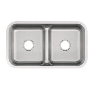 SHCAURB3219 Calverton Stainless Steel Undermount - Double Bowl Kitchen Sink - Stainless Steel SHCAURB3219 Calverton Stainless Steel Undermount - Double Bowl Kitchen Sink - Stainless Steel