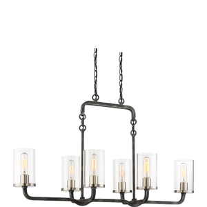 N606124 Sherwood Linear Pendant Pendant Light - Iron Black / Brushed Nickel Accents N606124 Sherwood Linear Pendant Pendant Light - Iron Black / Brushed Nickel Accents
