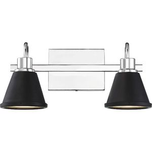 N621472 Bette 2 Bulb Bathroom Lighting - Polished Nickel / Matte Black N621472 Bette 2 Bulb Bathroom Lighting - Polished Nickel / Matte Black