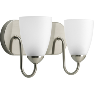 PP270709 Gather 2 Bulb Bathroom Lighting - Brushed Nickel PP270709 Gather 2 Bulb Bathroom Lighting - Brushed Nickel