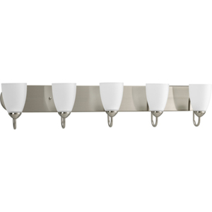 PP271309 Gather 4 or More Bulb Bathroom Lighting - Brushed Nickel PP271309 Gather 4 or More Bulb Bathroom Lighting - Brushed Nickel