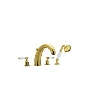 RU3248LIB Perrin & Rowe Deck Mount With Handshower Tub Faucet - Inca Brass RU3248LIB Perrin & Rowe Deck Mount With Handshower Tub Faucet - Inca Brass