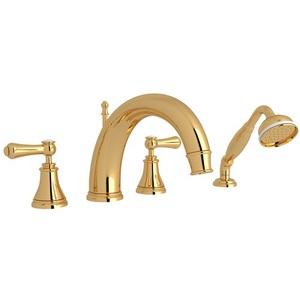 RU3648LSPIB Perrin & Rowe Deck Mount With Handshower Tub Faucet - Inca Brass RU3648LSPIB Perrin & Rowe Deck Mount With Handshower Tub Faucet - Inca Brass
