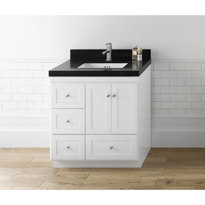 R0819303RW01/R3633311Q02/R3701 Shaker 31" to 44" Bathroom Vanity - White / Broad Black TechStone R0819303RW01/R3633311Q02/R3701 Shaker 31" to 44" Bathroom Vanity - White / Broad Black TechStone