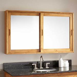 SH412426 Wulan Swing Door Medicine Cabinet - Natural Wood SH412426 Wulan Swing Door Medicine Cabinet - Natural Wood