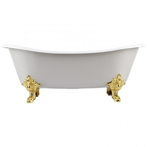 SH426214 Lena Unique Size Soaking Tub - Medium Gray / Polished Brass SH426214 Lena Unique Size Soaking Tub - Medium Gray / Polished Brass