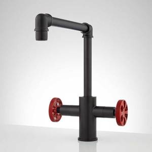 SH412810 Edison Two-Handle Kitchen Faucet - Black with Red Handles SH412810 Edison Two-Handle Kitchen Faucet - Black with Red Handles
