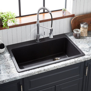 SHGR1B3322BL Totten White/Color Dual Mount Single Bowl Kitchen Sink - Black SHGR1B3322BL Totten White/Color Dual Mount Single Bowl Kitchen Sink - Black