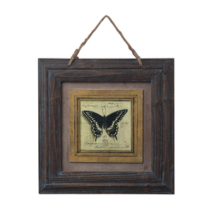 SI1281025 Wall Art Wall Decor - Burnt Oak With Blue Antique SI1281025 Wall Art Wall Decor - Burnt Oak With Blue Antique